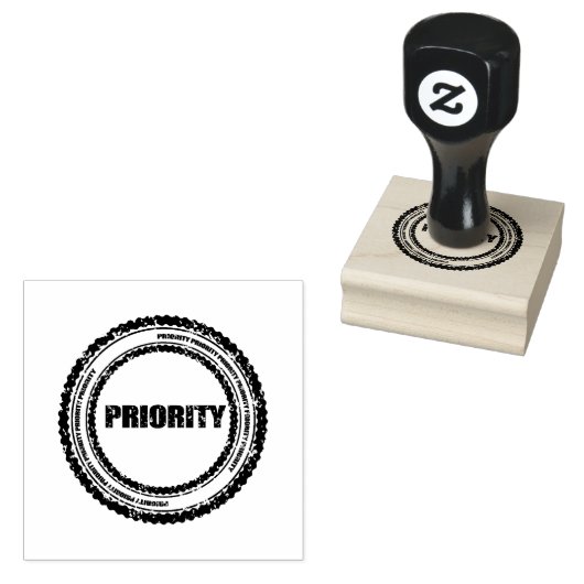Priority Circle Logo Impressionen Jet Black Holzop Gummistempel (Stempel)