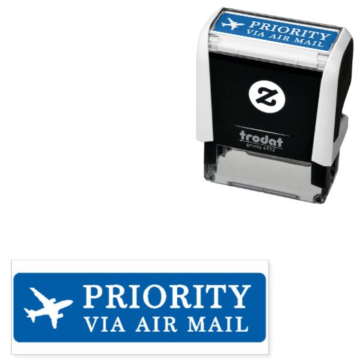 PRIORITY VIA AIR MAIL 飛行機 airplane セルフインキングスタンプ Permastempel (Beispiel)