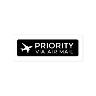PRIORITY VIA AIR MAIL 飛行機 airplane ラバースタンプ Gummistempel