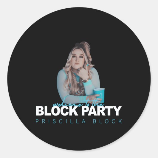 Priscilla Block Herzlich willkommen im Blockpy Runder Aufkleber (Vorderseite)