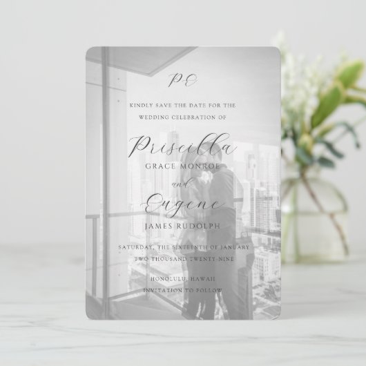 Priscilla Classic Wedding Save The Date (Stehend Vorderseite)