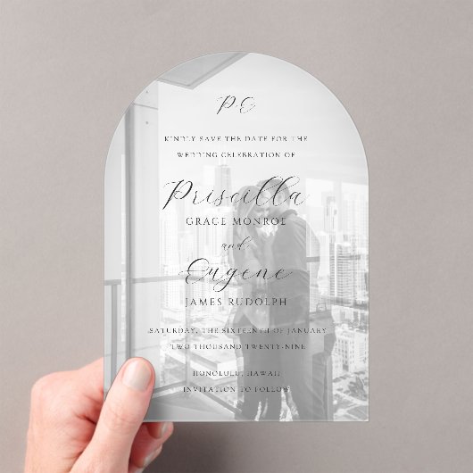Priscilla Classic Wedding Save the Date Acryleinladungen (Insitu (Handheld))