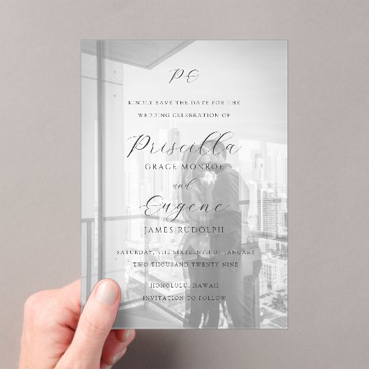 Priscilla Classic Wedding Save the Date Acryleinladungen (Insitu (Handheld))