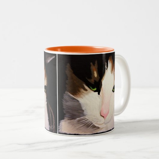 "Priscilla" die Kaliko-Katzen-Tasse Zweifarbige Tasse (VorderseiteRechts)