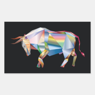 Prism Bull Rainbow Abstrakt Fab Rechteckiger Aufkleber