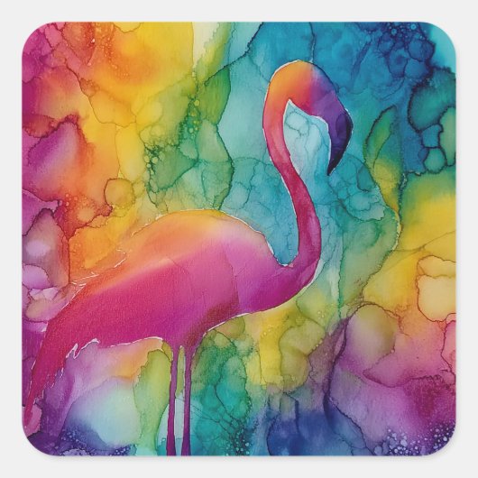 Prism Flamingo Quadratischer Aufkleber (Vorderseite)
