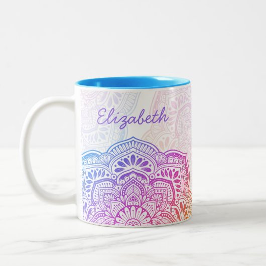 Prism Flower Mandala 11 oz. Personalized Mug Zweifarbige Tasse (Links)