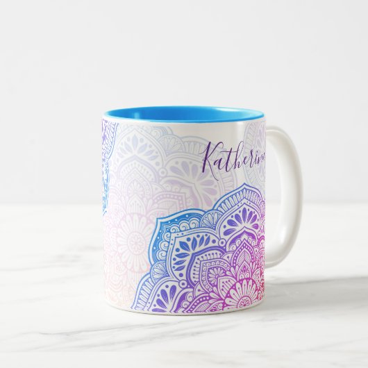 Prism Flower Mandala Personalized Mug Zweifarbige Tasse (VorderseiteRechts)
