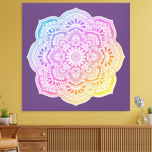 Prism Flower Mandala Stretched Canvas Print Leinwanddruck (Insitu (Wohnzimmer))