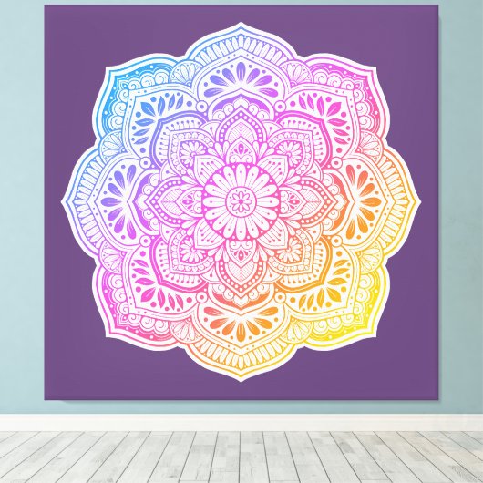 Prism Flower Mandala Stretched Canvas Print Leinwanddruck (Insitu (Holzboden))