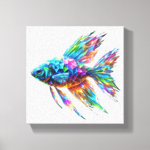 Prism Glow Geometric Fish Leinwanddruck