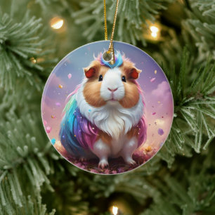 Prism Pigtail: Das strahlende Einhorn Meerschweinc Keramik Ornament