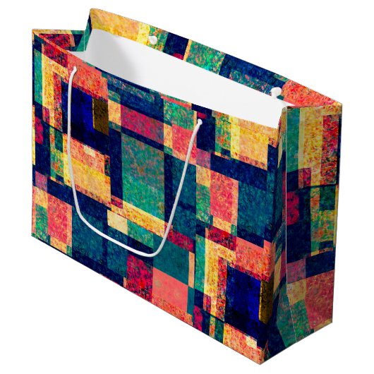Prismatic Blocks – Modern Abstract Geometric Große Geschenktüte (Vorderseite Schrägansicht)