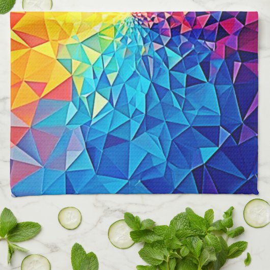 Prismatic Chaos Digital Grid Design Geschirrtuch (Gefaltet)