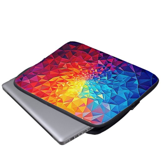 Prismatic Chaos Digital Grid Design Laptopschutzhülle (Vorne Knopf)