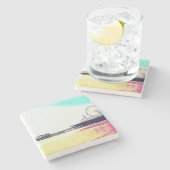 Prismatic Dots Santa Monica Pier Steinuntersetzer (Seitenansicht)