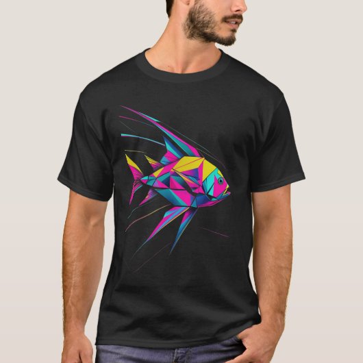 Prismatic Fish Geometry – Colorful Aquatic Tee (Vorderseite)
