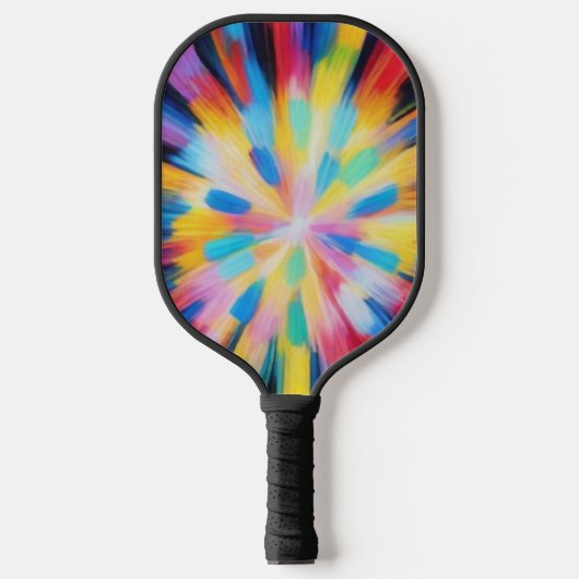 Prismatic Radiance: Abstract Sunburst Radio Waves Pickleball Schläger (Vorderseite)