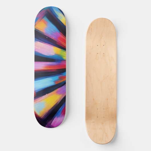Prismatic Radiance: Abstract Sunburst Radio Waves Skateboard (Vorderseite)