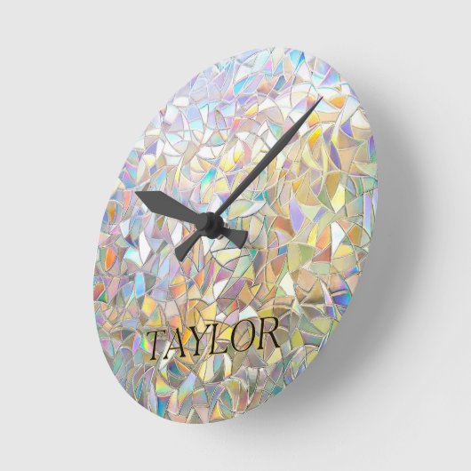 Prismatic Stained Glass Effect - Rainbow Prismatic Runde Wanduhr (Winkel)