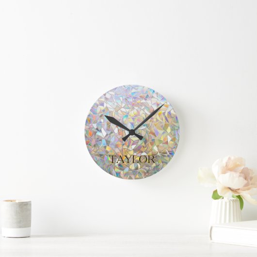 Prismatic Stained Glass Effect - Rainbow Prismatic Runde Wanduhr (Zuhause)