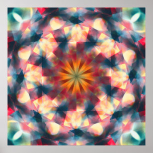 Prismatisch Kaleidoskopisch Psychedelisch Mandala Poster