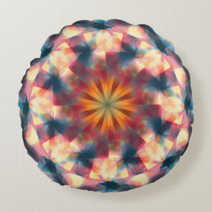 Prismatisch Kaleidoskopisch Psychedelisch Mandala Rundes Kissen