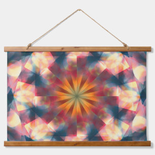 Prismatisch Kaleidoskopisch Psychedelisch Mandala Wandteppich Mit Holzrahmen