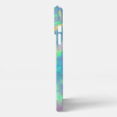 Prismatischer Blue Opal Moderner Glam iPhone Fall Hülle (Linke Seite)