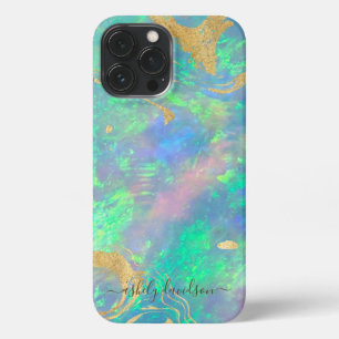 Prismatischer Blue Opal Moderner Glam iPhone Fall 13 Pro Max Hülle