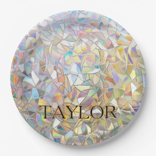 Prismatischer Buntglaseffekt - Regenbogen-Prismati Pappteller (Vorderseite)