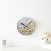 Prismatischer Buntglaseffekt - Regenbogen-Prismati Runde Wanduhr (Zuhause)