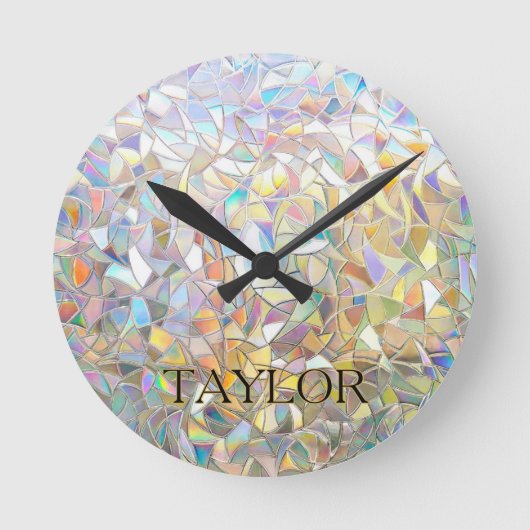 Prismatischer Buntglaseffekt - Regenbogen-Prismati Runde Wanduhr (Vorderseite)