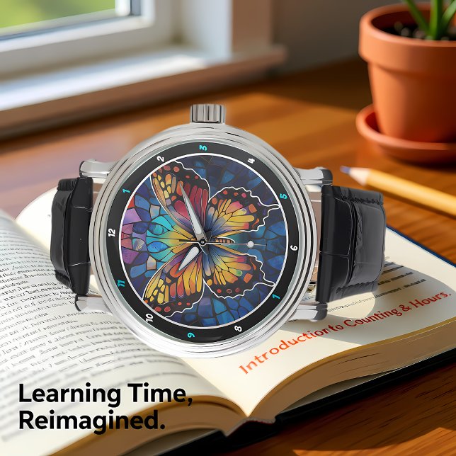 Prismatischer Flug" - Buntglas Schmetterling  Armbanduhr (Von Creator hochgeladen)