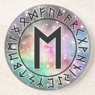 Prismatischer Galaxy Rune Circle [19] Ehwaz Getränkeuntersetzer