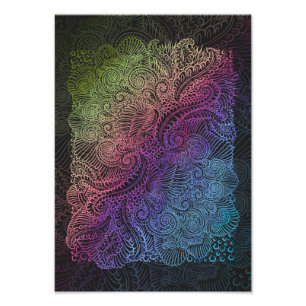 Prismatischer Swirl   Rainbow Fraktal Feather Art Fotodruck
