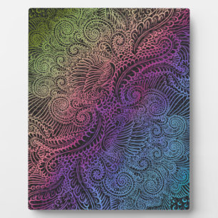 Prismatischer Swirl   Rainbow Fraktal Feather Art Fotoplatte