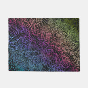 Prismatischer Swirl Rainbow Fraktal Feather Art Fußmatte
