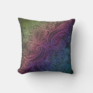 Prismatischer Swirl Rainbow Fraktal Feather Art Kissen