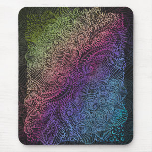 Prismatischer Swirl Rainbow Fraktal Feather Art Mousepad