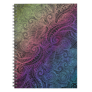 Prismatischer Swirl Rainbow Fraktal Feather Art Notizblock