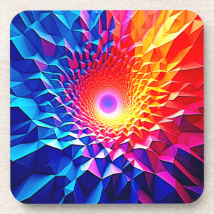 Prismatisches geometrisches Farbstrudel-Design Getränkeuntersetzer