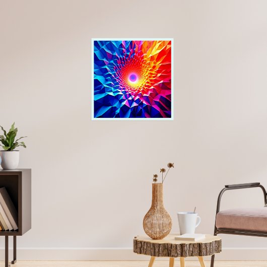 Prismatisches geometrisches Farbwirbeldesign Poster (Wohnzimmer 3)
