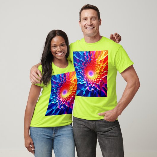 Prismatisches geometrisches Farbwirbeldesign T-Shirt (Unisex)