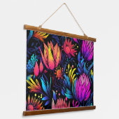 Prismatisches Petalscape Botanisch Wandteppich Mit Holzrahmen (Gewinkelt)