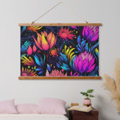 Prismatisches Petalscape Botanisch Wandteppich Mit Holzrahmen (Schlafzimmer)