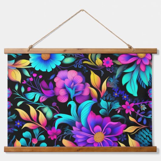 Prismatisches Petalscape Botanisch Wandteppich Mit Holzrahmen (Vorne)