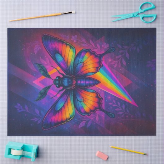 Prismatisches Psychedelic Moth Decoupage Paper - L Seidenpapier (Basteln)