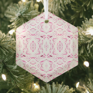 Prismatisches Rosa-Weiß-Abstraktes Acryl-Kunstwerk Ornament Aus Glas