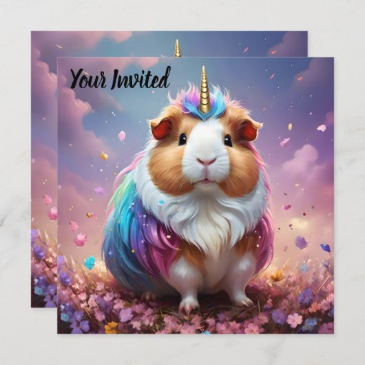 Prismenschwanz: Das Radiant Unicorn Guinea Pig, Einladung (Vorne/Hinten)